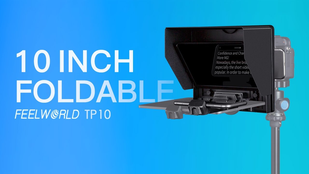 FEELWORLD TP10 Foldable 10" Teleprompter with Smartphone/Tablet Prompting Smartphone/DSLR Recording