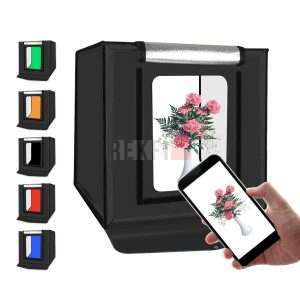 PULUZ Studio Photo Box Portable 60x60cm – Kit Éclairage LED avec 6 Fonds Couleurs