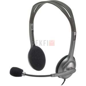 Casque Filaire Logitech H110 Stéréo avec Micro Anti-Parasite, Double Fiche Jack 3,5mm