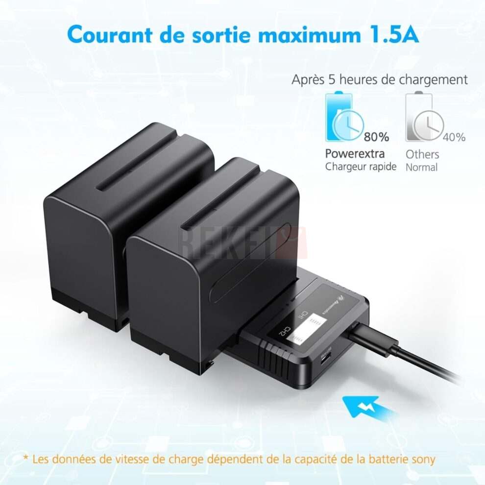 POWEREXTRA 2 BATTERIE de Rechange Compatible Sony NP-F970 F960 F930