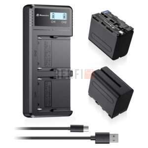 Powerextra 2 Batteries 8800mAh NP-F970 F960 F930 F950 et Chargeur Double LCD 