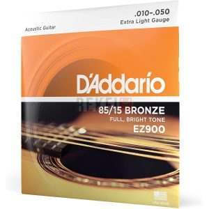 D’Addario EZ900 Cordes Guitare Acoustique Bronze 85/15 Très Légères 10-50 – Son Brillant & Jeu Confortable-Jeu de 6 cordes