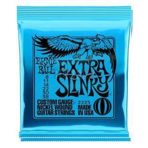 Ernie Ball 2225 Extra Slinky – Cordes Guitare Électrique Nickel Calibre 8-38-Jeu de 6 cordes