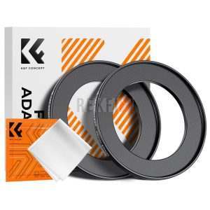 K&F Concept Bagues Step-Up 49 mm à 67 mm (x2) + Chiffon Microfibre – Adaptateur Filtre Objectif Aluminium Noir