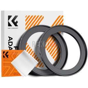 K&F Concept Bagues Step-Up 55 mm à 67 mm (x2) + Chiffon Microfibre – Adaptateur Filtre Objectif Aluminium Noir