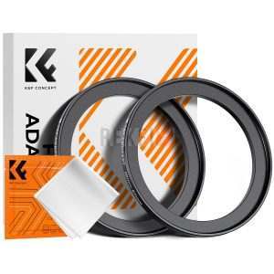K&F Concept Bagues Step-Up 58 mm à 67 mm (x2) + Chiffon Microfibre – Adaptateur Filtre Objectif Aluminium Noir