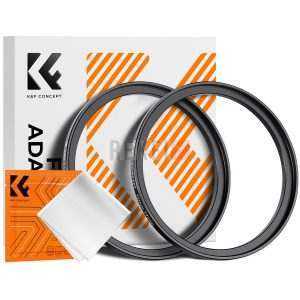 K&F Concept Bagues Step-Up 72 mm à 77 mm (x2) + Chiffon Microfibre – Adaptateur Filtre Objectif Aluminium Noir