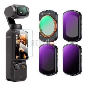 K&F Concept Filtres Magnétiques ND16/64/256 + CPL pour DJI Osmo Pocket 3 – Kit 4 en 1 avec Film Protecteur Étanche HD
