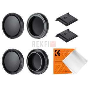 K&F Concept Kit 7-en-1 Cache Boîtier + Bouchon Objectif + Griffe Flash pour Sony E-Mount A6700/A6600/A6500/A6400/A6300/A6100/A6000/A5100/A5000/A7C/A7R/NEX-6/ZVE10 II et etc