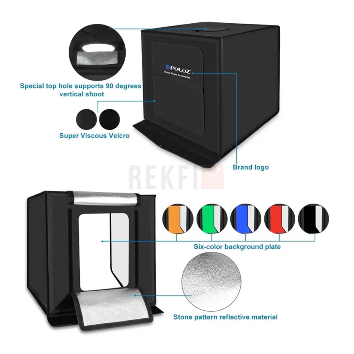 Boîte à Lumière Studio Portable PULUZ 40cm Avec 480 LED - Kit Photographie Produits Avec 4 Toiles De Fond Et Gradation