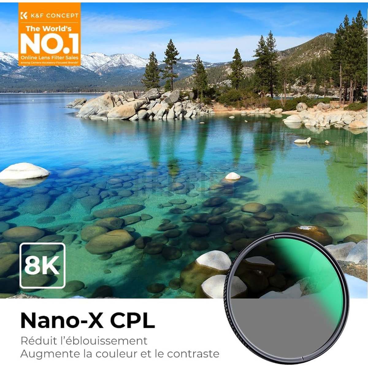 K&F Concept Filtre CPL 82 mm Nano-X – Filtre Polarisant Circulaire Ultra- Mince en Verre Optique HD, Multicouche MRC Étanche et Anti-Rayures pour Objectif Reflex et Hybride - Dakar Sénégal