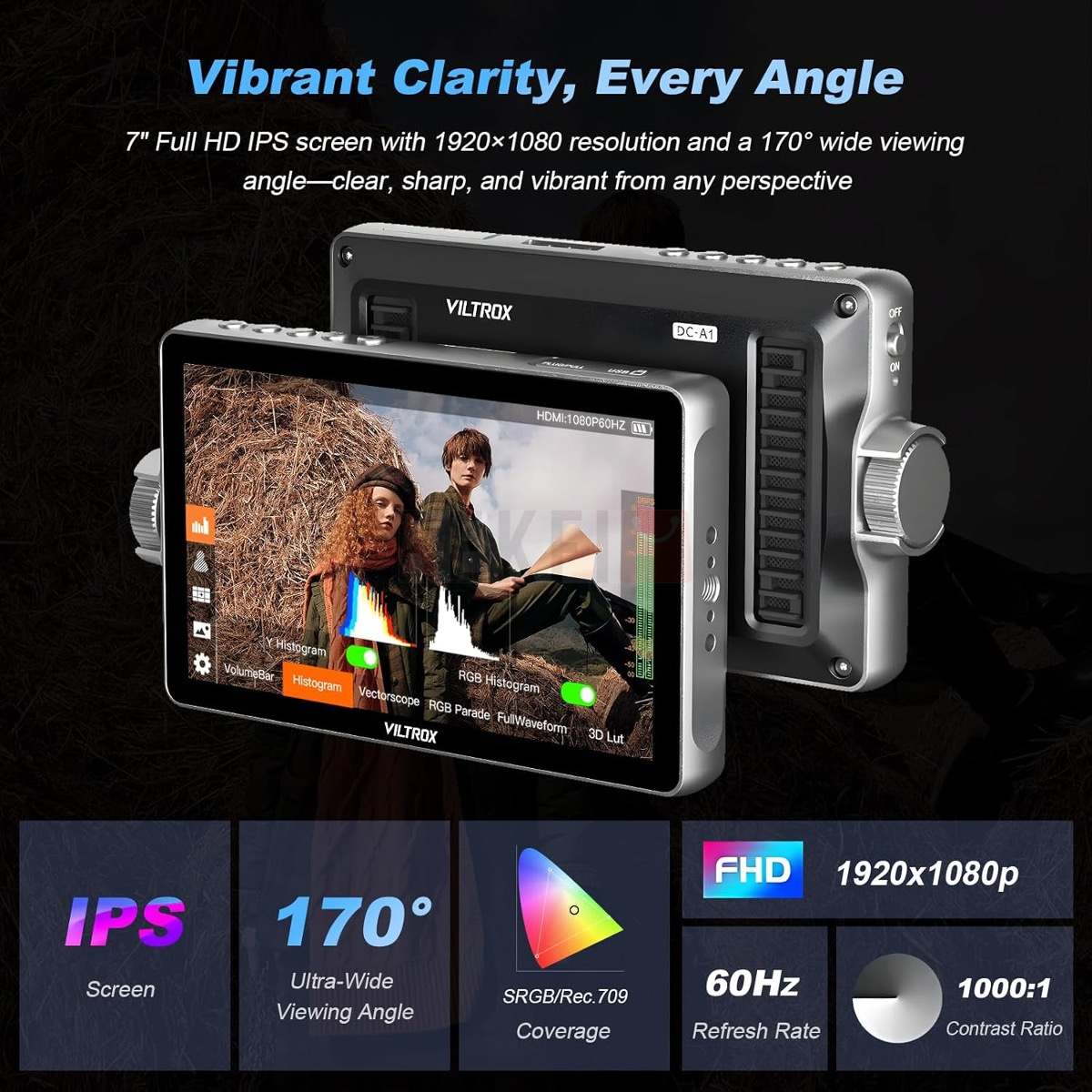 VILTROX DC-L2 7 Pouces SDI Moniteur De Caméra, écran Tactile IPS HD