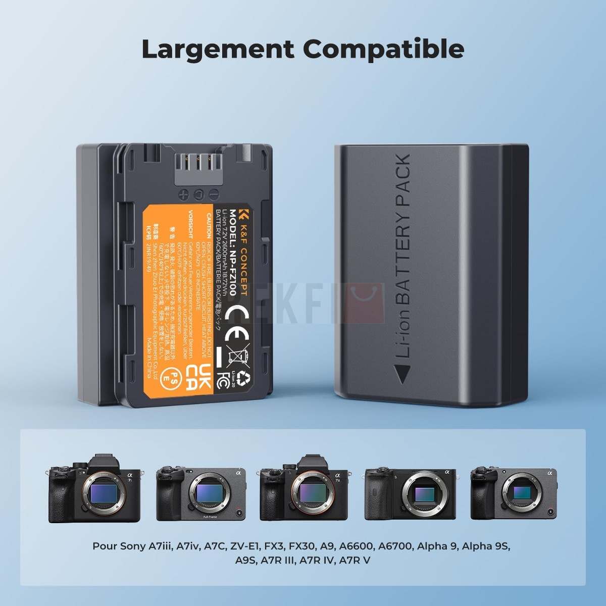 K&F Concept Chargeur 4 Emplacements NP-FZ100 LP-E6NH - Charge Rapide USB-C 40W Sony Canon
