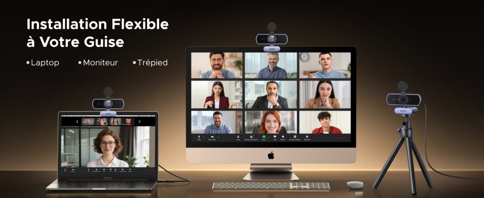 Caméra Triple 4K EasyByMall Écran Tactile Autofocus Vision Nocturne - Dorée Pour Streaming Et Photos