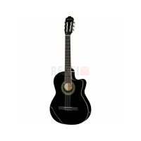 Harley Benton CG200CE-BK – Guitare classique électro-acoustique 4/4 pan coupé, noir haute brillance