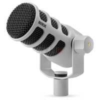 RØDE PodMic Blanc – Microphone dynamique cardioïde pour podcast et broadcast