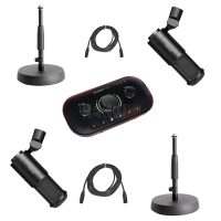 Pack Podcast 2 Personnes – Focusrite Vocaster Two + 2× Fifine K669D +2 Pieds de table + Câbles XLR