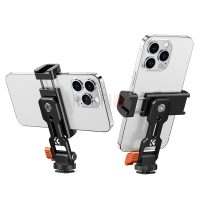 K&F Concept KF31.094 – Clip téléphone métallique aluminium avec 2 griffes froides et réglage vertical/horizontal pour iPhone et Android