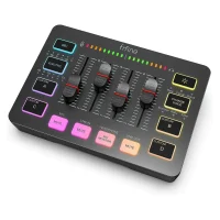 FIFINE AMPLIGAME SC3 mixeur audio pour streaming et gaming avec interface microphone XLR, contrôle individuel, atténuateur de volume, bouton muet, alimentation fantôme 48 V