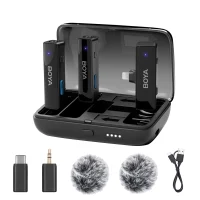 BOYA BOYALINK Système de 2 microphones professionnel sans fil tout-en-un pour 2 personnes avec connecteurs interchangeables