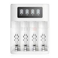 EBL Chargeur de piles rechargeables 4 baies avec Grand écran LCD AA AAA avec port MicroUSB et type C