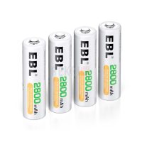 EBL Piles Rechargeables AA 2800mAh-Pack de 4 avec Boîte de Stockage