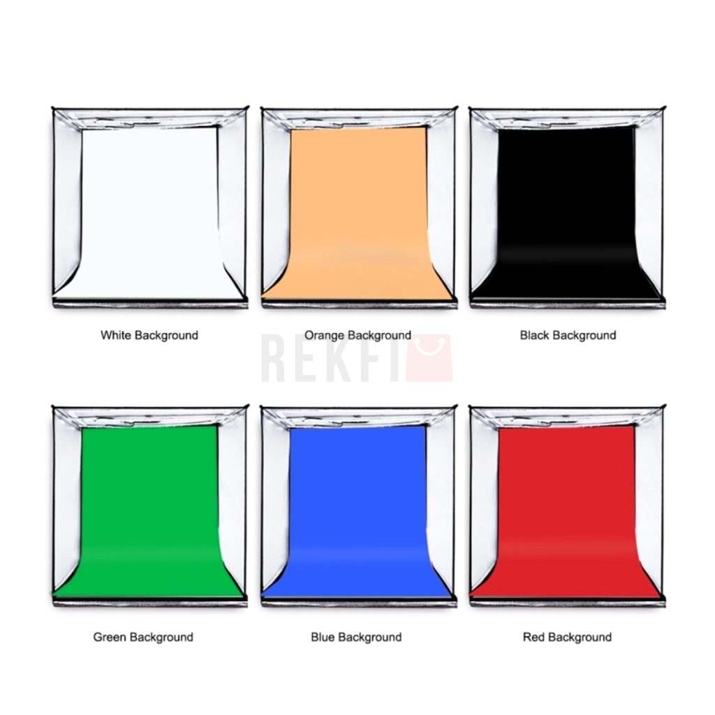 PULUZ Studio Photo Box Portable 60x60cm – Kit Eclairage LED avec 6 Fonds Couleurs 1
