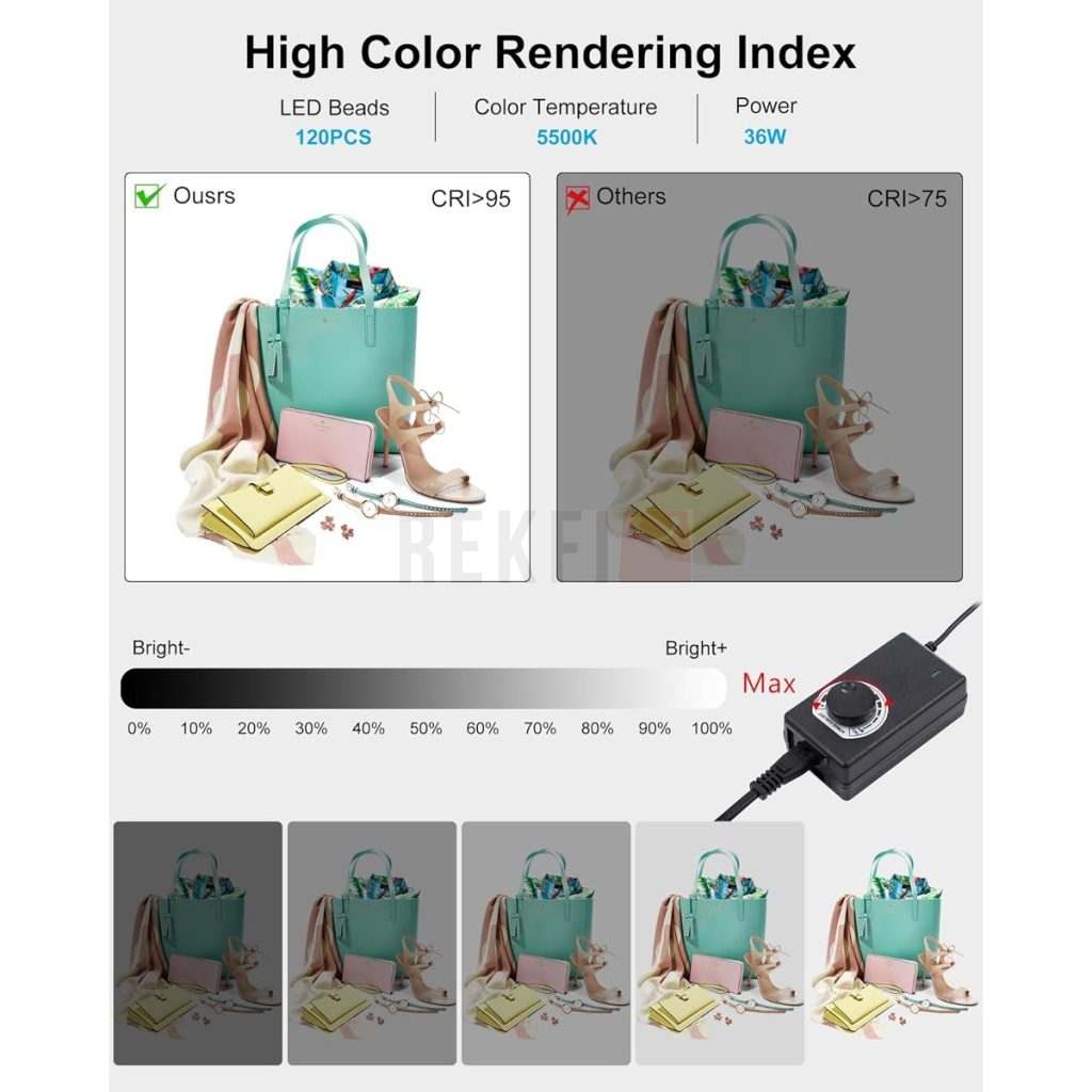 PULUZ Studio Photo Box Portable 60x60cm – Kit Eclairage LED avec 6 Fonds Couleurs 11