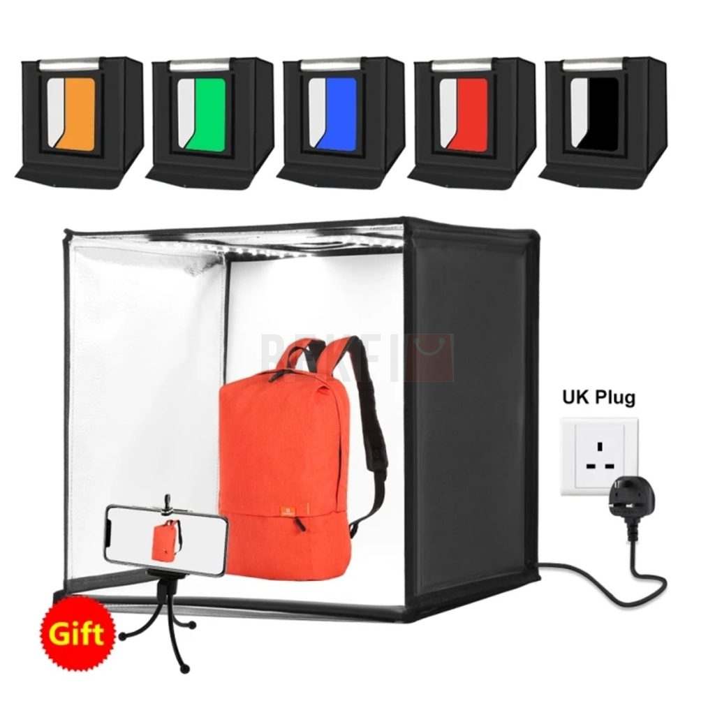 PULUZ Studio Photo Box Portable 60x60cm – Kit Eclairage LED avec 6 Fonds Couleurs 5