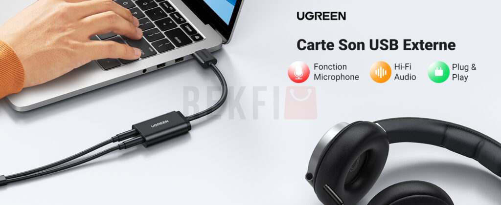 Carte son Ugreen Usb vers Jack Microphone et Audio 7