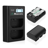 Lot de 2 Batterie Powerextra Canon LP-E6 2600mAH et Chargeur à 2 Batteries avec Ecran LCD CO-7132
