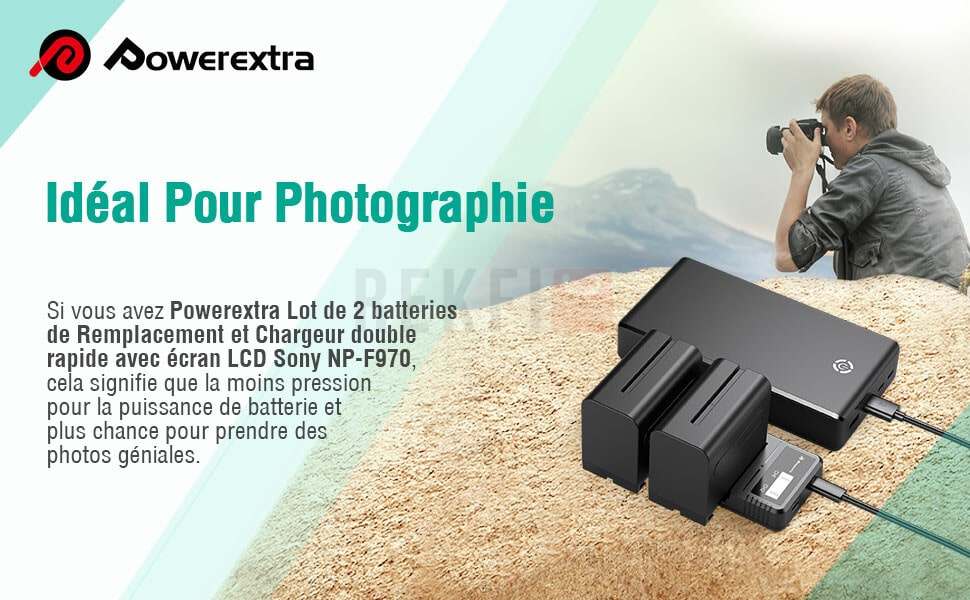 PowerextraBatterieSonyNP F970 Chargeur LCD 10 min