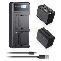 Powerextra 2 Batteries 8800mAh NP-F970 F960 F930 F950 et Chargeur Double LCD SN-F970LCD 