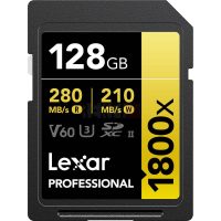 Carte Mémoire Lexar 128GB Professional 1800x UHS-II SDXC (GOLD Series) Jusqu’à 280 Mo/s en Lecture