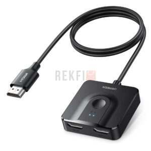 UGREEN Switch HDMI 4K 60Hz 2 Entrées 1 Sortie Commutateur HDMI 1080P 120Hz HDR 3D Dolby CEC Plug Play avec 1M Câble HDMI