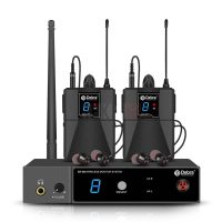 Système de monitoring intra-auriculaire sans fil Debra ER-280 UHF professionnel mono IEM, émetteur et récepteur avec écouteurs, pour scène, groupe, studio d'enregistrement, performance live (avec 2 récepteurs)