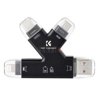 K&F Concept KF42.0006 – Lecteur Carte SD 4-en-1 USB-C/Lightning/Micro USB Compatible PC, Android, iPhone, TF/microSD