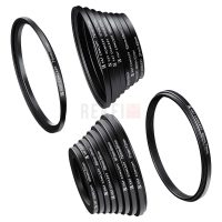 K&F Concept Kit 18 Bagues Adaptatrices Step-Up & Step-Down pour Filtres Objectif – Aluminium 37 à 82 mm