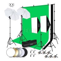 PULUZ PKT3112 – Kit Studio Photo Complet 2x3M avec Éclairage Softbox & Parapluie