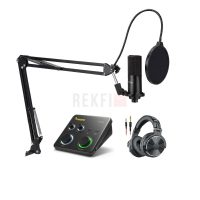 Pack Studio Complet Micro XLR Fifine K669C avec Bras Amovible + Carte Son Maono PS22 Lite + Casque OneOdio PRO-10 – Microphone, Interface Audio, Monitoring