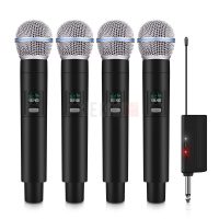 Système de microphone sans fil Debra VP04, Microphone dynamique sans fil UHF à 4 canaux 