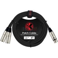 Kirlin Y-303-06ft BK – Câble Y de Patch 1 XLR Femelle vers 2 XLR Mâles 1,8 m, Cuivre OFC Blindé, Qualité Pro Studio et Sono