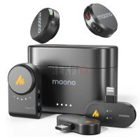 MAONO Wave T5 COMBO – Micro Cravate Sans Fil Professionnel 48 kHz/24 bits pour iPhone, Android, Caméra et PC avec Réduction de Bruit et Autonomie 30h