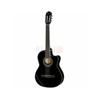 Harley Benton CG200CE-BK – Guitare classique électro-acoustique 4/4 pan coupé, noir haute brillance