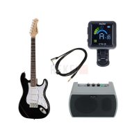 Harley Benton JAMster Guitar ST Bundle – Pack guitare électrique noire avec ampli Bluetooth, accordeur et câble