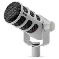 RØDE PodMic Blanc – Microphone dynamique cardioïde pour podcast et broadcast