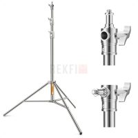 K&F Concept F34.044 – Pied d’éclairage inox 280 cm à ressort pliable pour flash et softbox