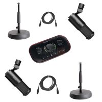 Pack Podcast 2 Personnes – Focusrite Vocaster Two + 2× Fifine K669D +2 Pieds de table + Câbles XLR