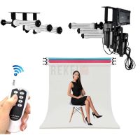 Système de fond motorisé 3 rouleaux BS-S3E – Support électrique mural pour studio photo, vidéo et live