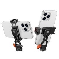 K&F Concept KF31.094 – Clip téléphone métallique aluminium avec 2 griffes froides et réglage vertical/horizontal pour iPhone et Android